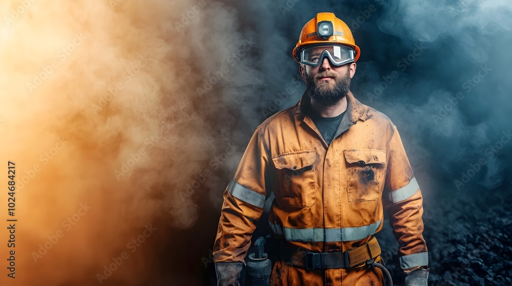 Weary Coal Miner Emerging from Dark Mine Shaft with Resilience and Pride Weary Coal Miner Emerging from Dark Mine Shaft with Resilience and Pride