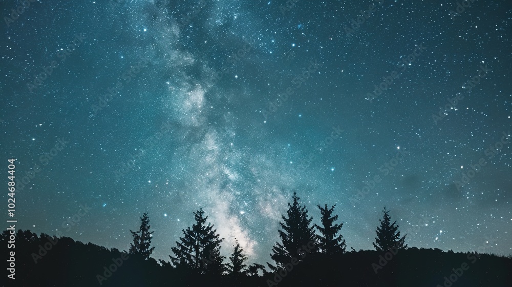 Panoramic blue night sky with milky way and stars on dark background. Fill the universe, nebulae and galaxies with noise and particles. Dark night sky. Panoramic blue night sky with milky way and stars on dark background. Fill the universe, nebulae and galaxies with noise and particles. Dark night sky.