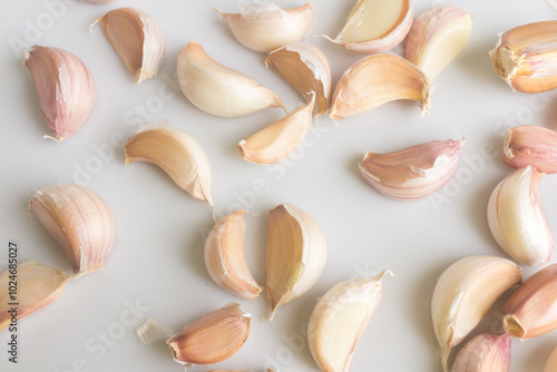 garlic slice isolated on white background