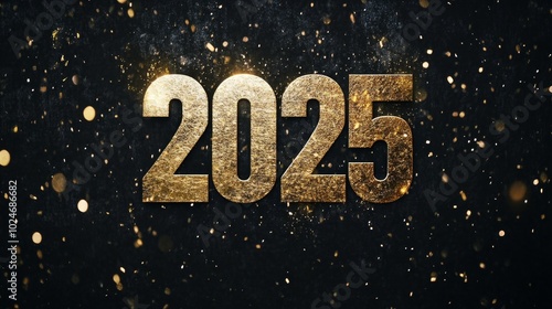 A shimmering representation of the year 2025 against a dark background, symbolizing celebration and new beginnings.