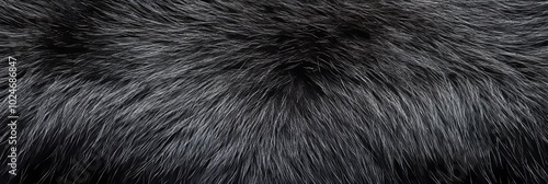 Close up Black and white fur texture abstract background, Silver fox fur. Trend color, banner photo