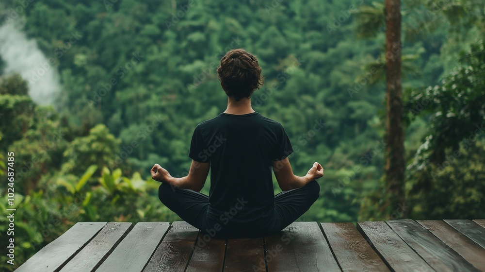 Fototapeta premium Serenity of Meditation in Lush Green Environment
