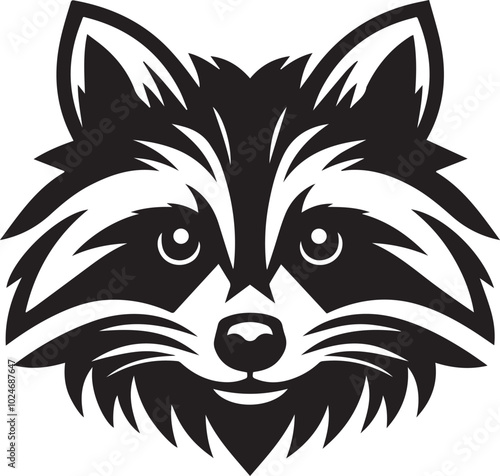 Raccoon head black silhouette vector