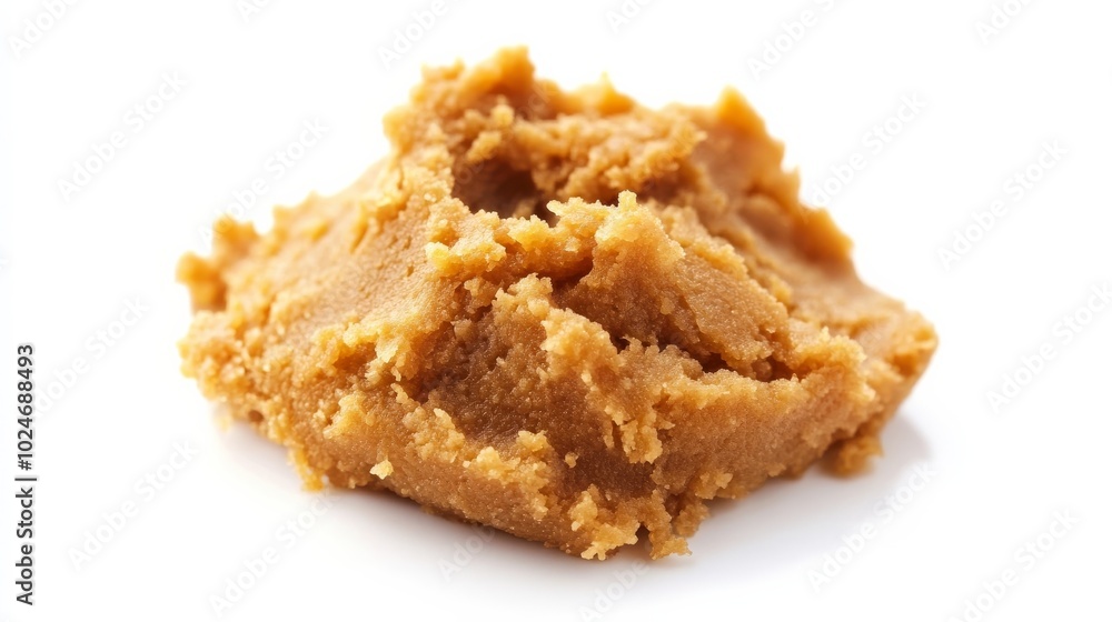 Miso paste on white, traditional Japanese seasoning for soup stock. Miso paste on white, traditional Japanese seasoning for soup stock.