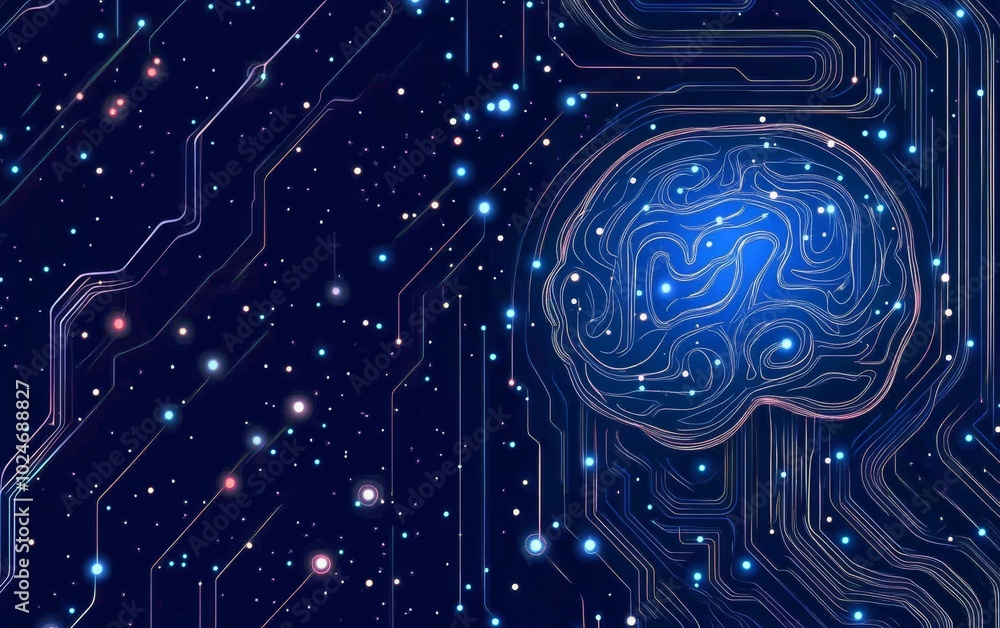 A digital brain intertwined with circuitry and stars, symbolizing technology and intelligence. A digital brain intertwined with circuitry and stars, symbolizing technology and intelligence.
