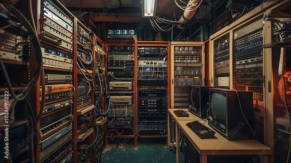 A Server Room Displaying the Contrast Between Old and New Technology Featuring Vintage Servers Alongside Cutting-Edge Racks to Represent the Journey of IT Development A Server Room Displaying the Contrast Between Old and New Technology Featuring Vintage Servers Alongside Cutting-Edge Racks to Represent the Journey of IT Development