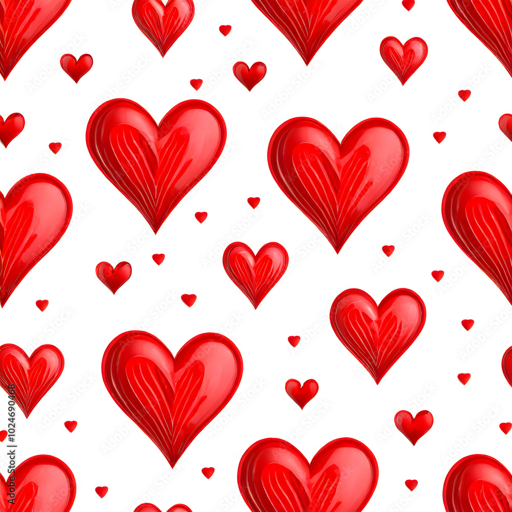 Red hearts pattern on the whitebackground, Valentine's day, hand draw Red hearts pattern on the whitebackground, Valentine's day, hand draw