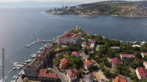 Croatia Bakar small village Europe over drone