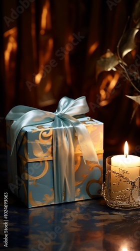 décoration floral sur une table accompagné de bougies et de cadeaux pour Noel ou anniversaire, bien être détente