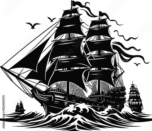 silhouette of a ship
