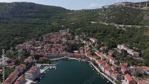 Croatia Bakar small village Europe over drone