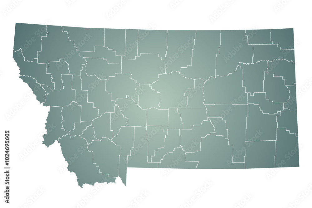 Montana administrative map. counties map of Montana, blank Map, empty ...