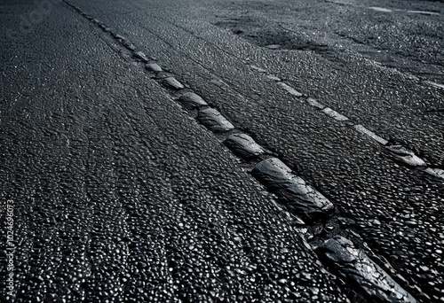 Wallpaper Mural detailed close gritty asphalt surface highlighting distinctive tire tracks irregular texture, road, mark, ground, smooth, rugged, black, rubber, pattern Torontodigital.ca