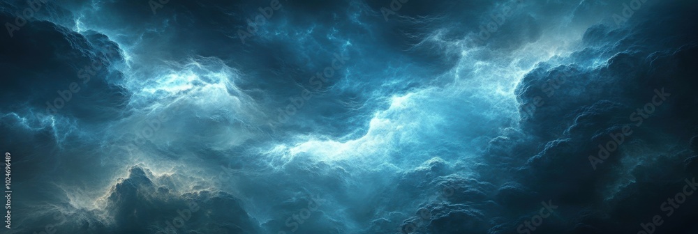 Cool Blue Storm, an abstract display of swirling particles creating a dynamic, immersive atmosphere of movement and energy Cool Blue Storm, an abstract display of swirling particles creating a dynamic, immersive atmosphere of movement and energy
