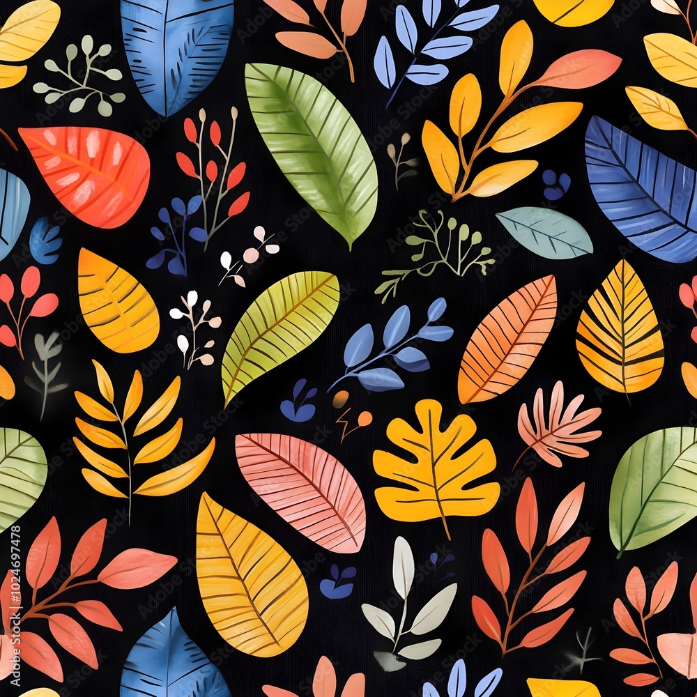 Vibrant Autumn Leaf Pattern on Dark Background Vibrant Autumn Leaf Pattern on Dark Background