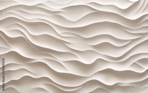 A textured wall design featuring flowing, wave-like patterns in a neutral color.