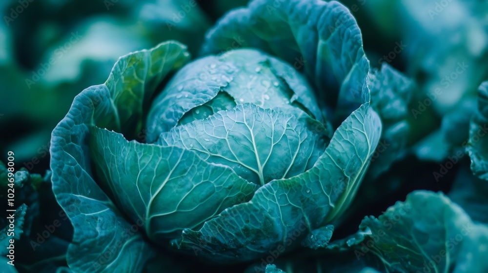 Obraz premium Fresh cabbage garden close-up