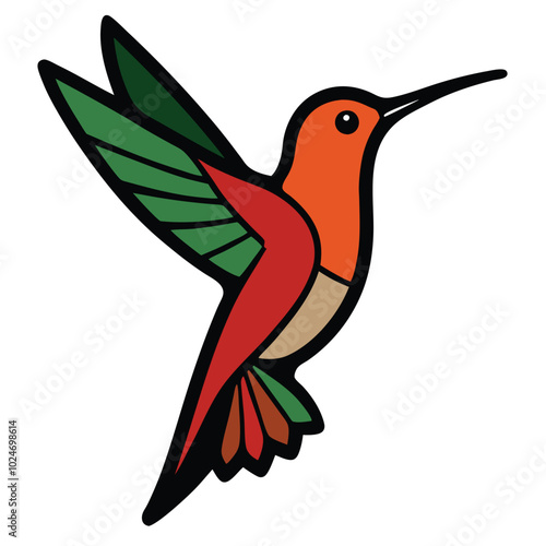 Solid color Rufous Hummingbird animal vector design