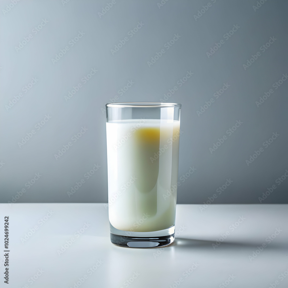 A refreshing glass of milk sits on a white table. A refreshing glass of milk sits on a white table.
