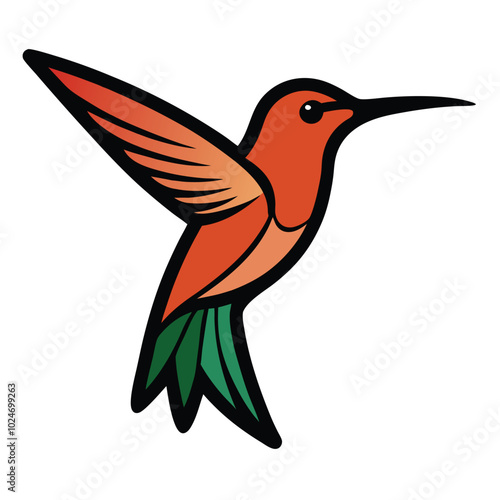 Solid color Rufous Hummingbird animal vector design