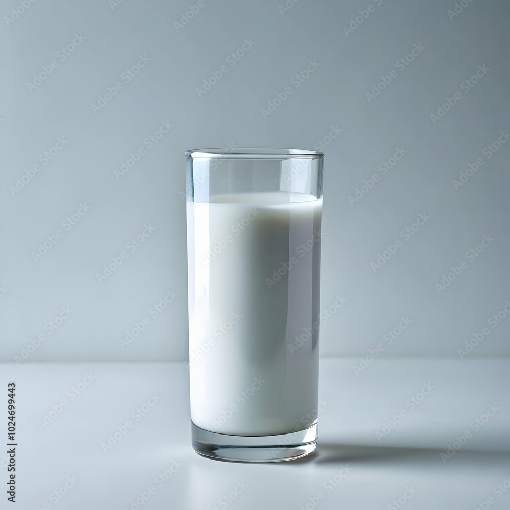 A refreshing glass of milk sits on a white table. A refreshing glass of milk sits on a white table.