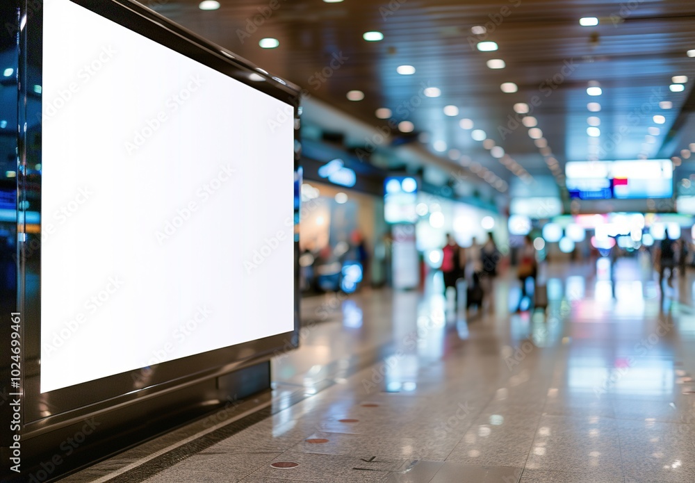 Mock up, empty digital billboard in shopping mall	