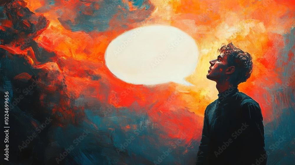 Thoughtful man with empty speech bubble. Thoughtful man with empty speech bubble.