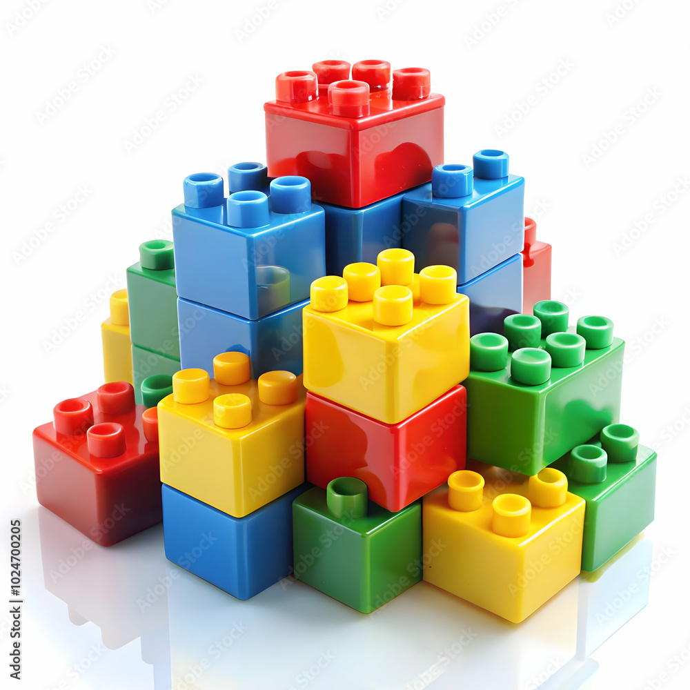 A pile of colorful toy building blocks ready for play.** A pile of colorful toy building blocks ready for play.**