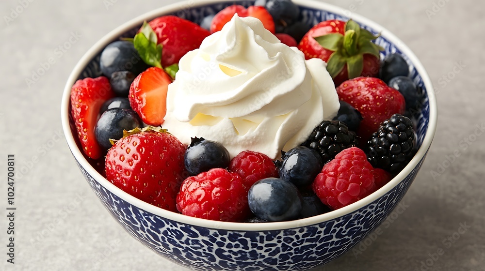 Fresh Red and Black Raspberries with Cream Fresh Red and Black Raspberries with Cream