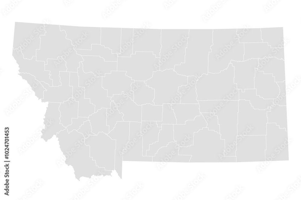 Fototapeta premium Montana administrative map. counties map of Montana, blank Map, empty map of Montana