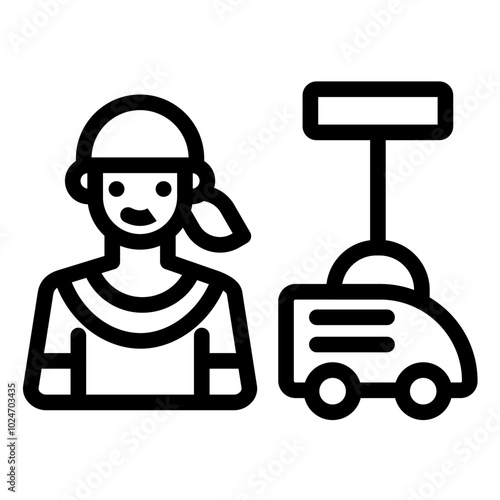 Man Doing Vacuum Icon