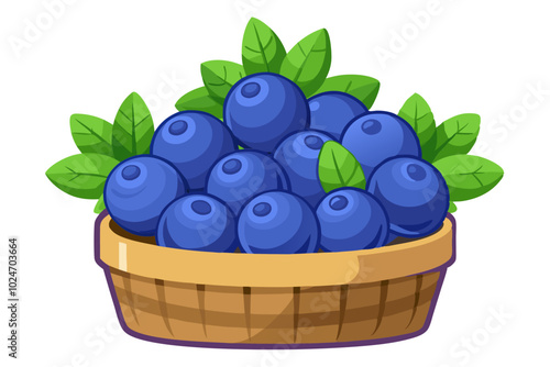 blueberries in a basket, blueberry illustration - vector illustration of blueberry isolated on white, blueberry vector art