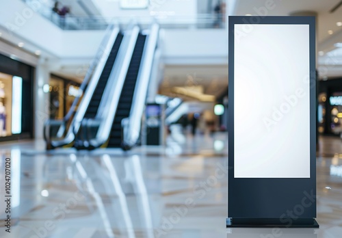 Mock up, empty digital billboard in shopping mall