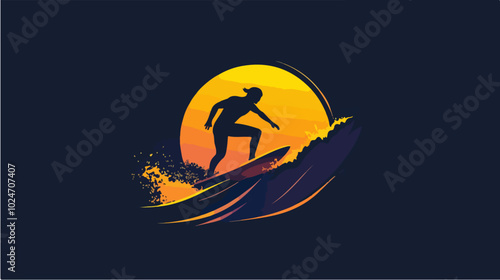 Surfer conquers a wave. Extreme sport. Surfing.