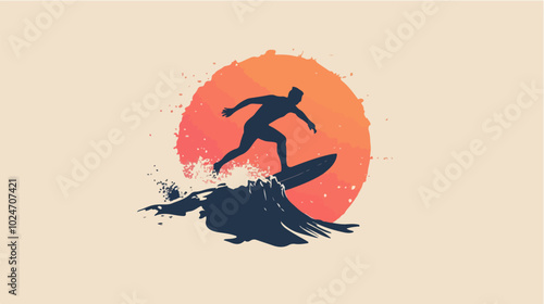 Surfer conquers a wave. Extreme sport. Surfing.