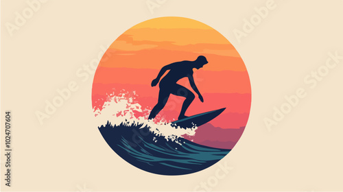 Surfer conquers a wave. Extreme sport. Surfing.
