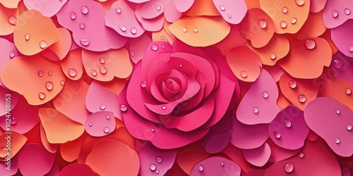 Rose petals glistening with droplets of water, Rose petals covered in water droplets photo