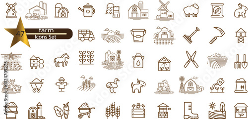 Icons set  farm