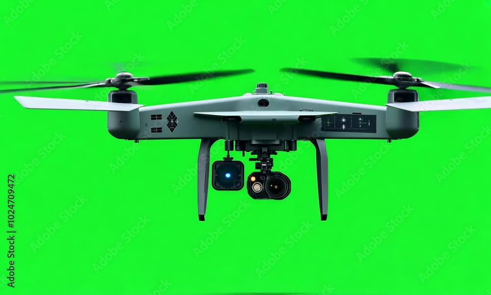 combat drone on green screen background.