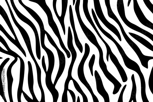 Zebra stripes seamless pattern. Black and white animalistic vector illustration
