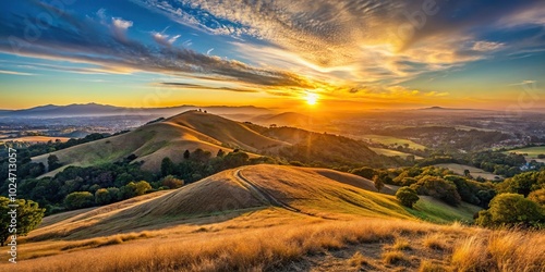 Sunset view of Mt Diablo in Dougherty Hills, San Ramon, California