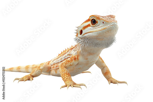 PNG bearded dragon 3d icon, cartoon style minimal on transparent, isolate on white background