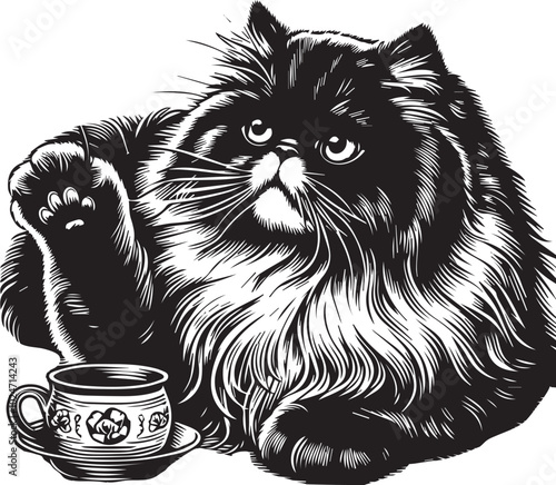 Persian cat big hair cute vector