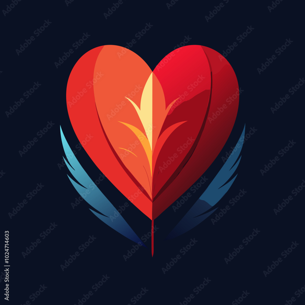 Fototapeta premium a red heart make up of feathers