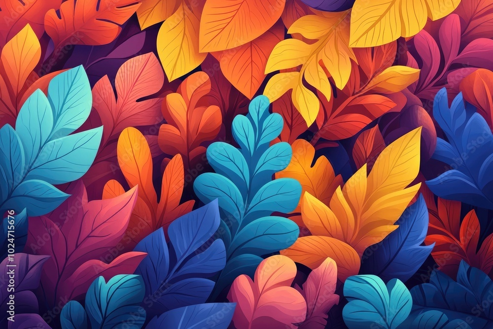 Vibrant autumn foliage in various shades, Colorful autumn leaves in different hues Vibrant autumn foliage in various shades, Colorful autumn leaves in different hues