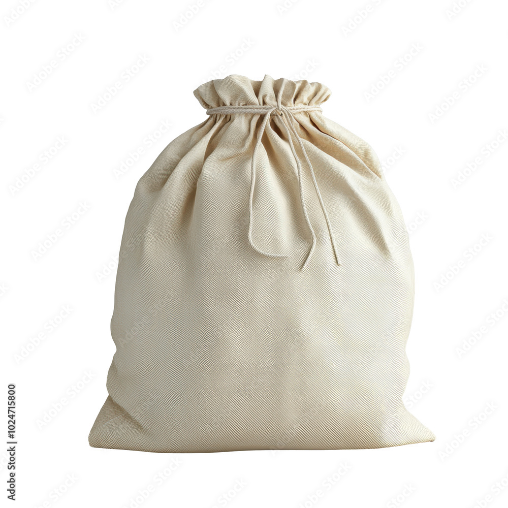 Drawstring fabric bag isolated on transparent background, eco-friendly packaging, reusable cotton sack, minimal design, sustainable storage solution, high-quality image Drawstring fabric bag isolated on transparent background, eco-friendly packaging, reusable cotton sack, minimal design, sustainable storage solution, high-quality image