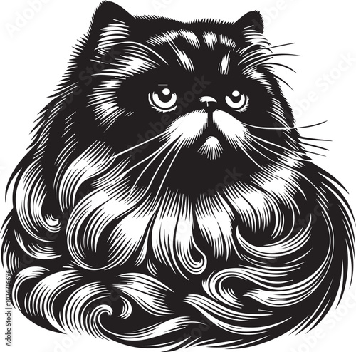 Persian cat big hair cute vector