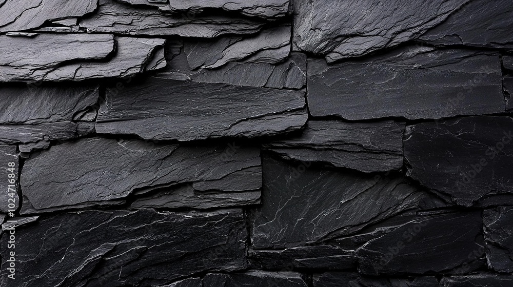A close-up image of a dark rock wall resembling stones A close-up image of a dark rock wall resembling stones