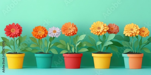 Wallpaper Mural Vibrant marigold flower seedlings in assorted colors displayed in pots, Colorful marigold flower seedlings in pots Torontodigital.ca