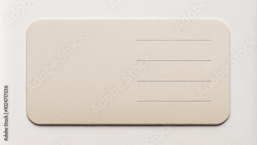 Blank beige notecard with lines on light background